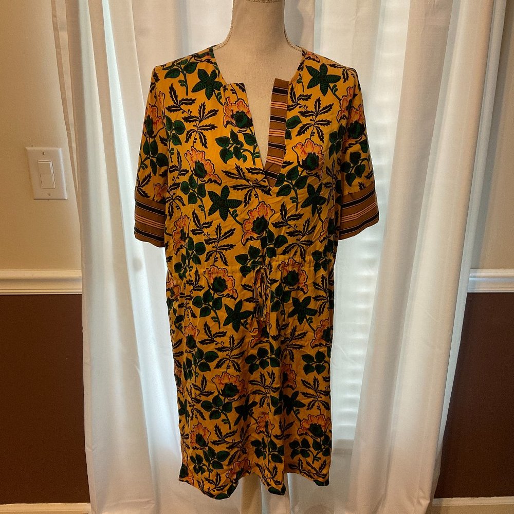 Scotch & Soda Maison Scotch Dress L Yellow Green Black Pink Floral Stripe